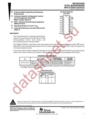 SN74AHC244QPWR datasheet  